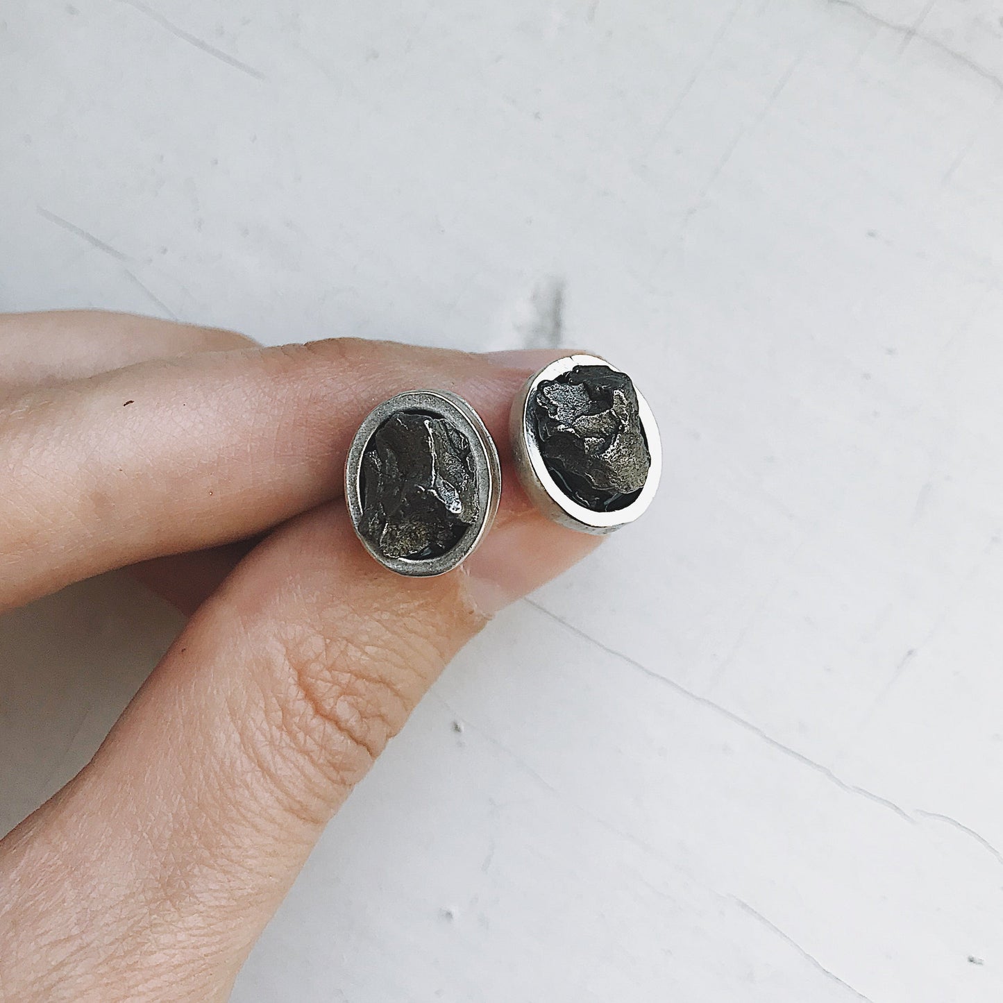 Meteorite Essence Stud Earrings