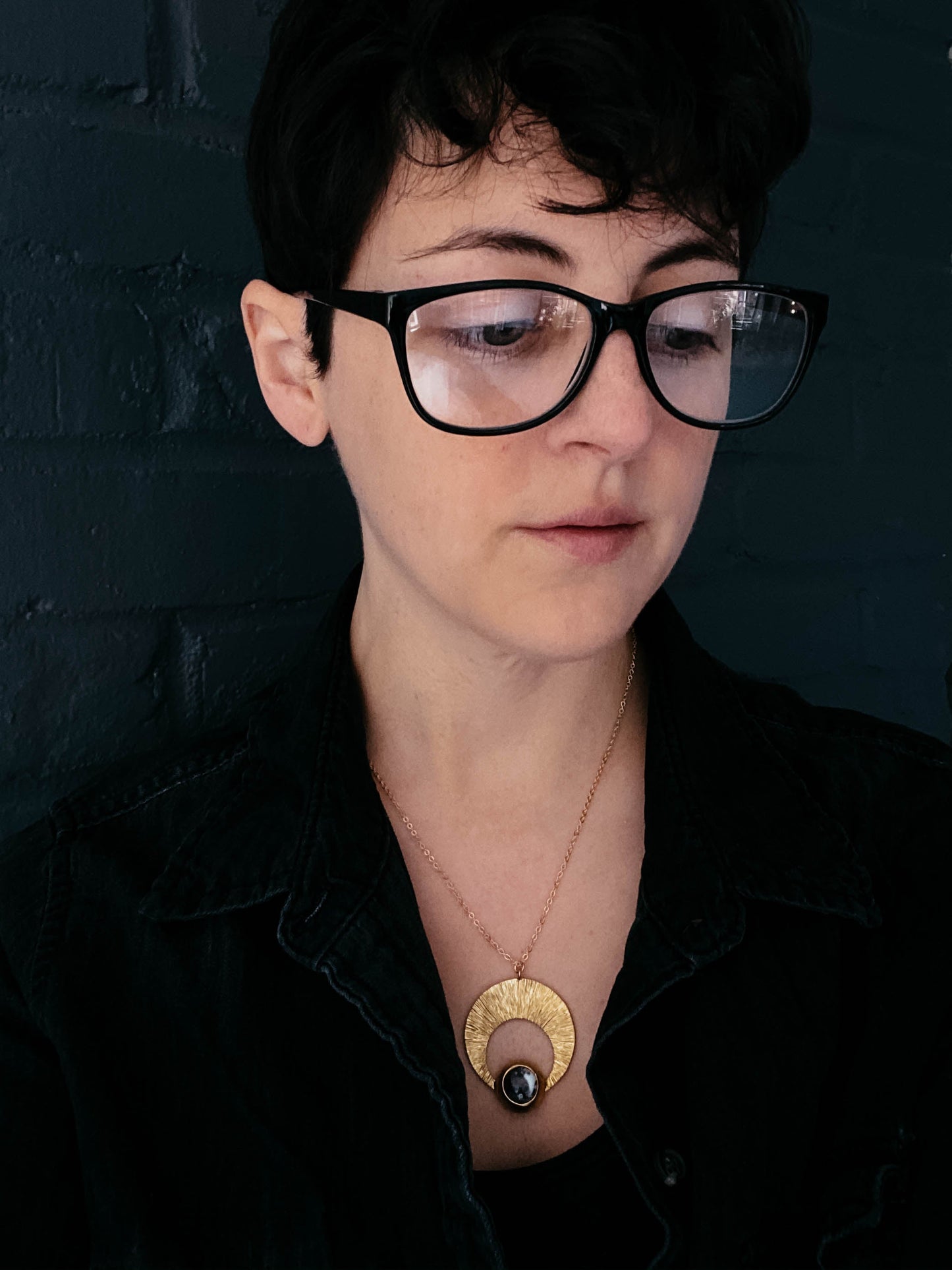 Moon Arc Necklace with Agate