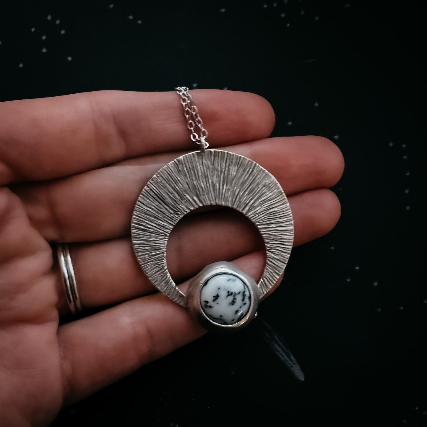 Moon Arc Necklace with Agate