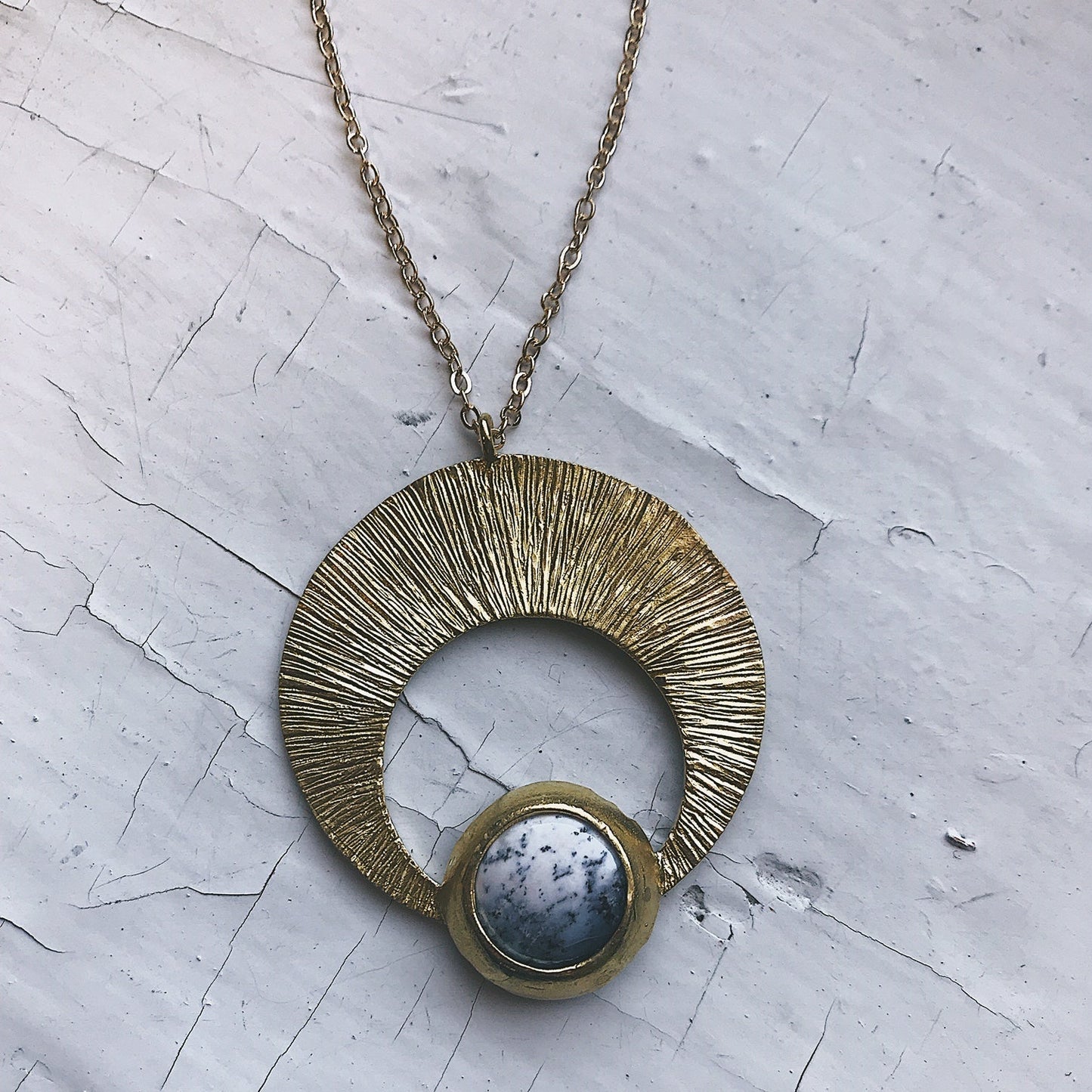Moon Arc Necklace with Agate