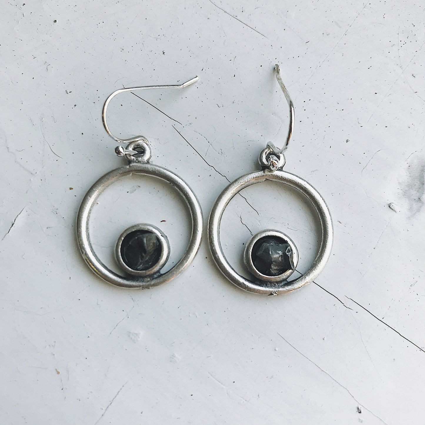 Genuine Meteorite Orbit Earrings