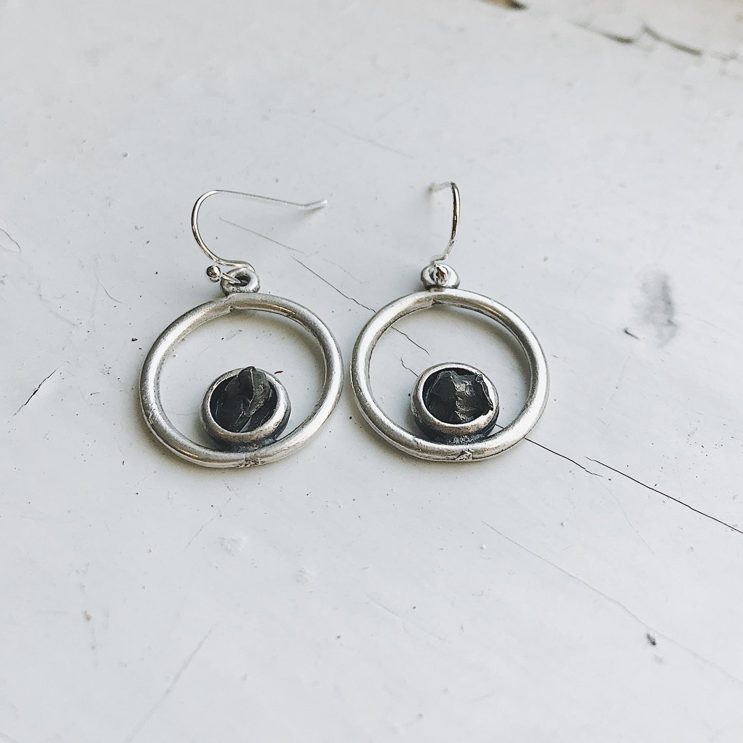 Genuine Meteorite Orbit Earrings