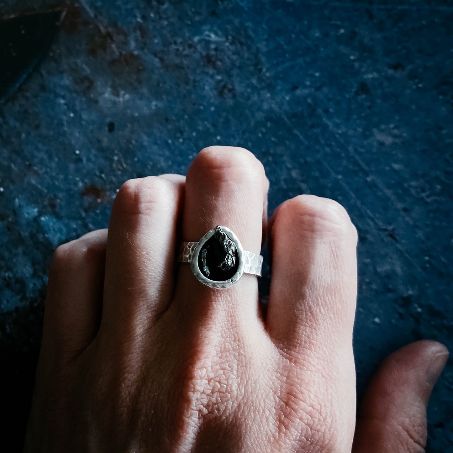 Pine-cone Ring with Genuine Meteorite
