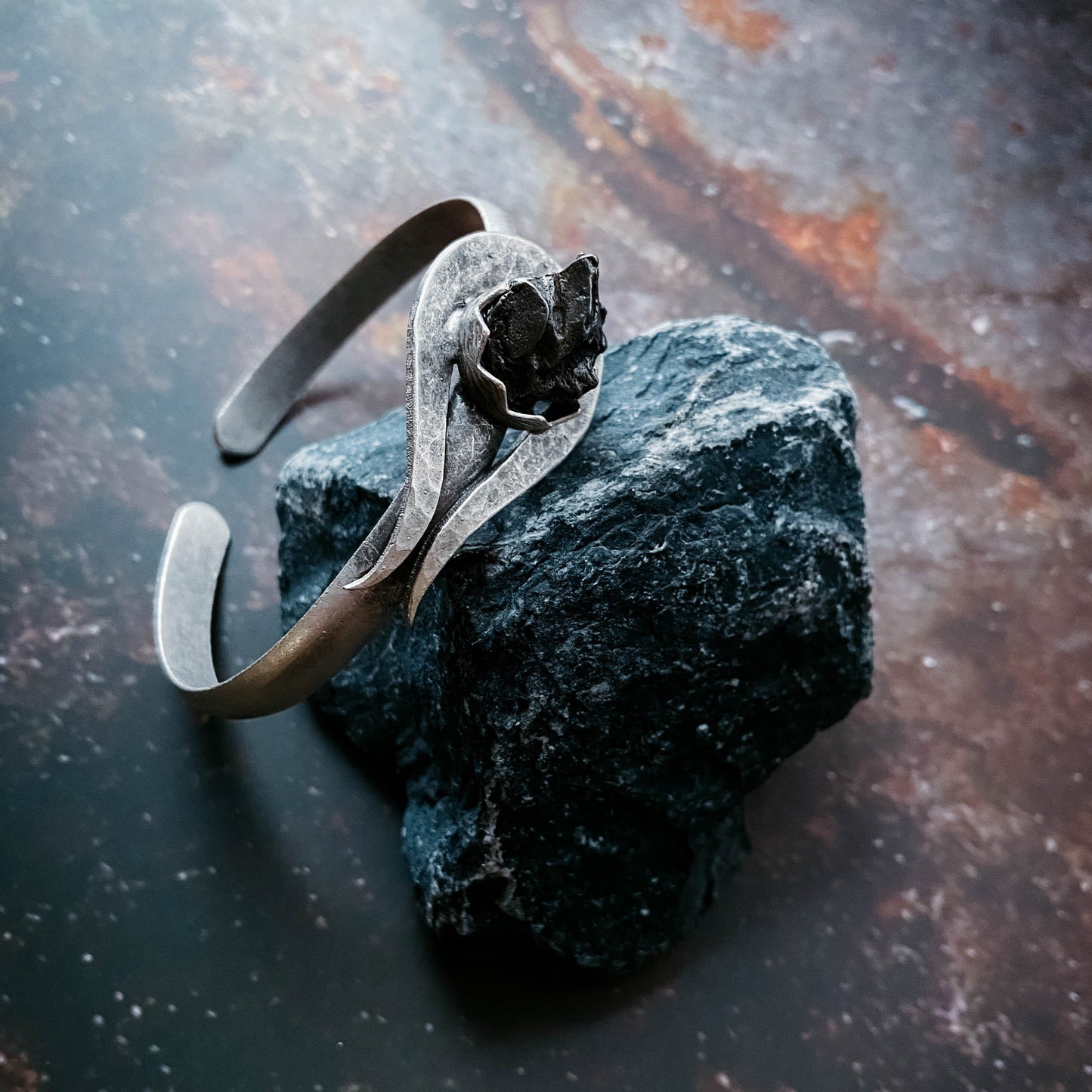 Cosmic Trail Cuff Bracelet with Genuine Meteorite