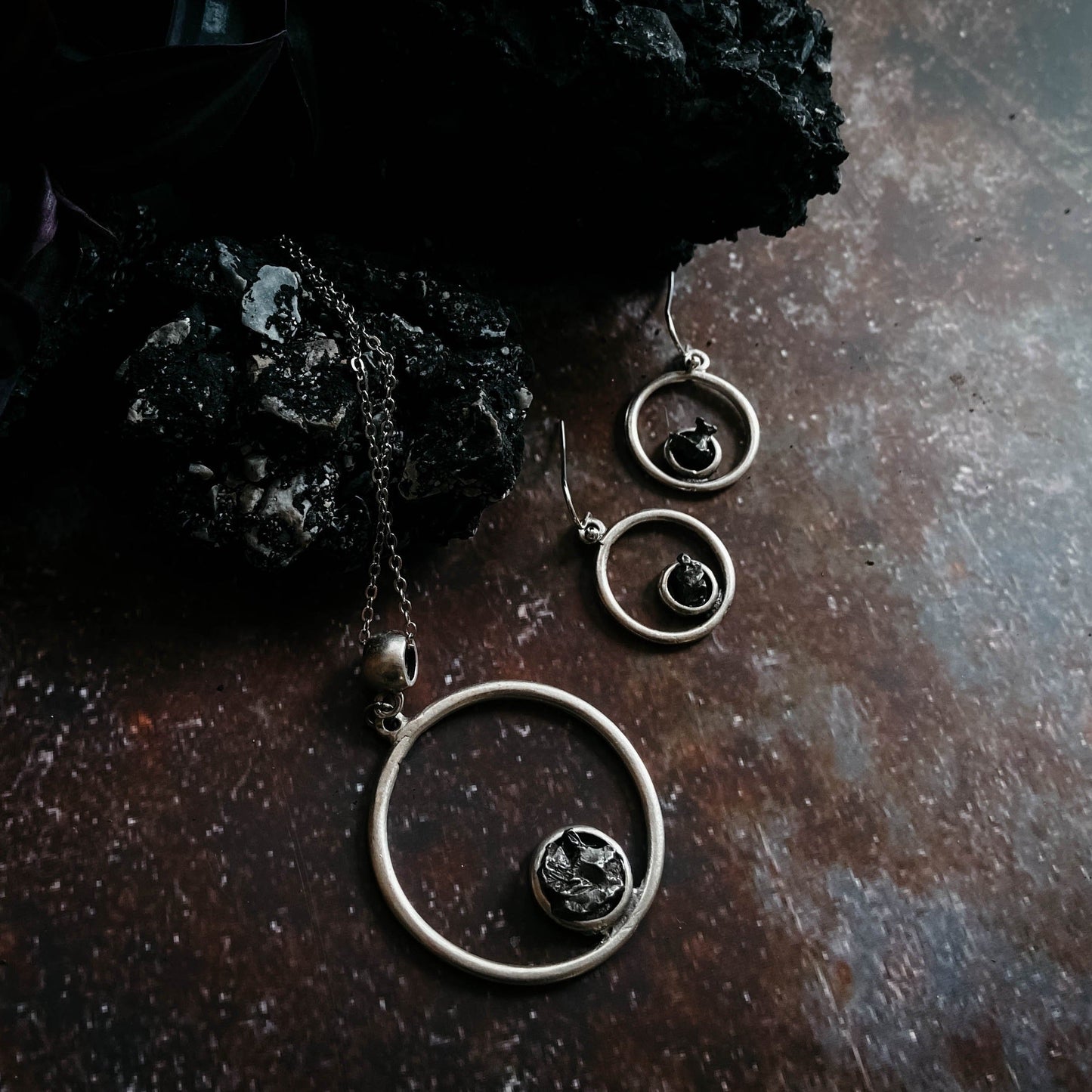 Genuine Meteorite Orbit Jewelry Set