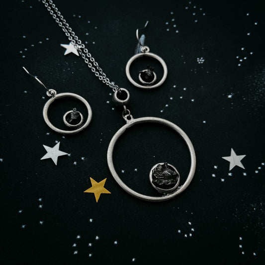 Genuine Meteorite Orbit Jewelry Set