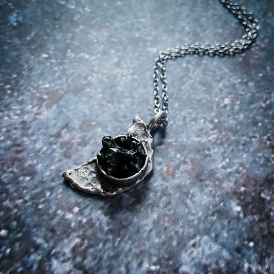 Moon Arc Necklace with Genuine Meteorite