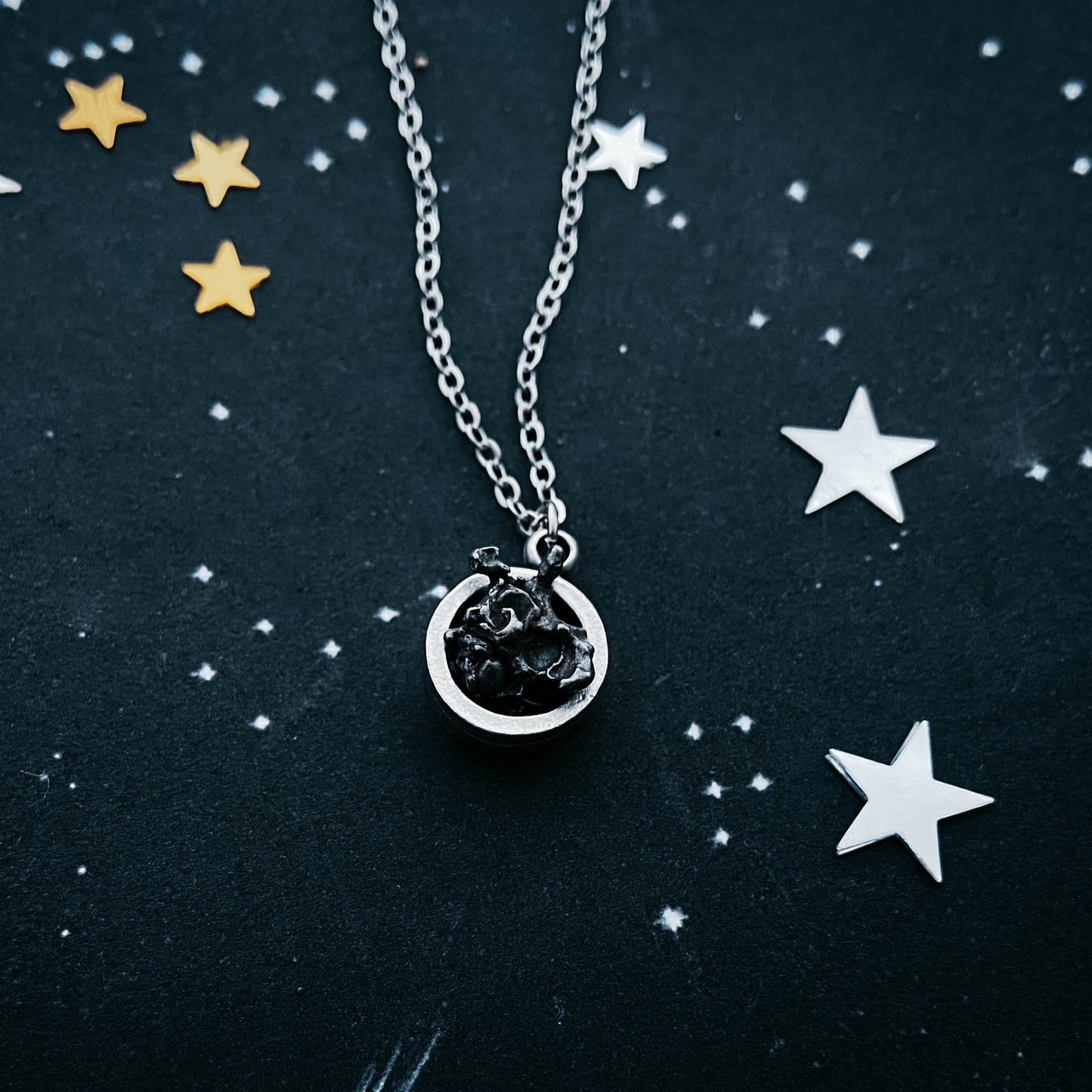 Cosmic Stone Jewelry Set with Genuine Meteorite