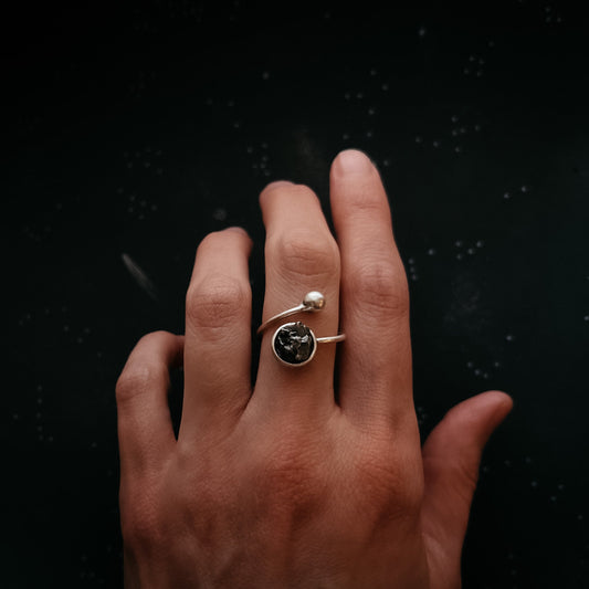Celestial Swirl Ring with Genuine Meteorite