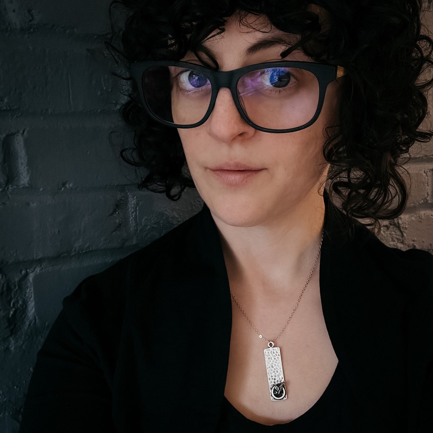 Eclipse Frame Pendant Necklace with Genuine Meteorite