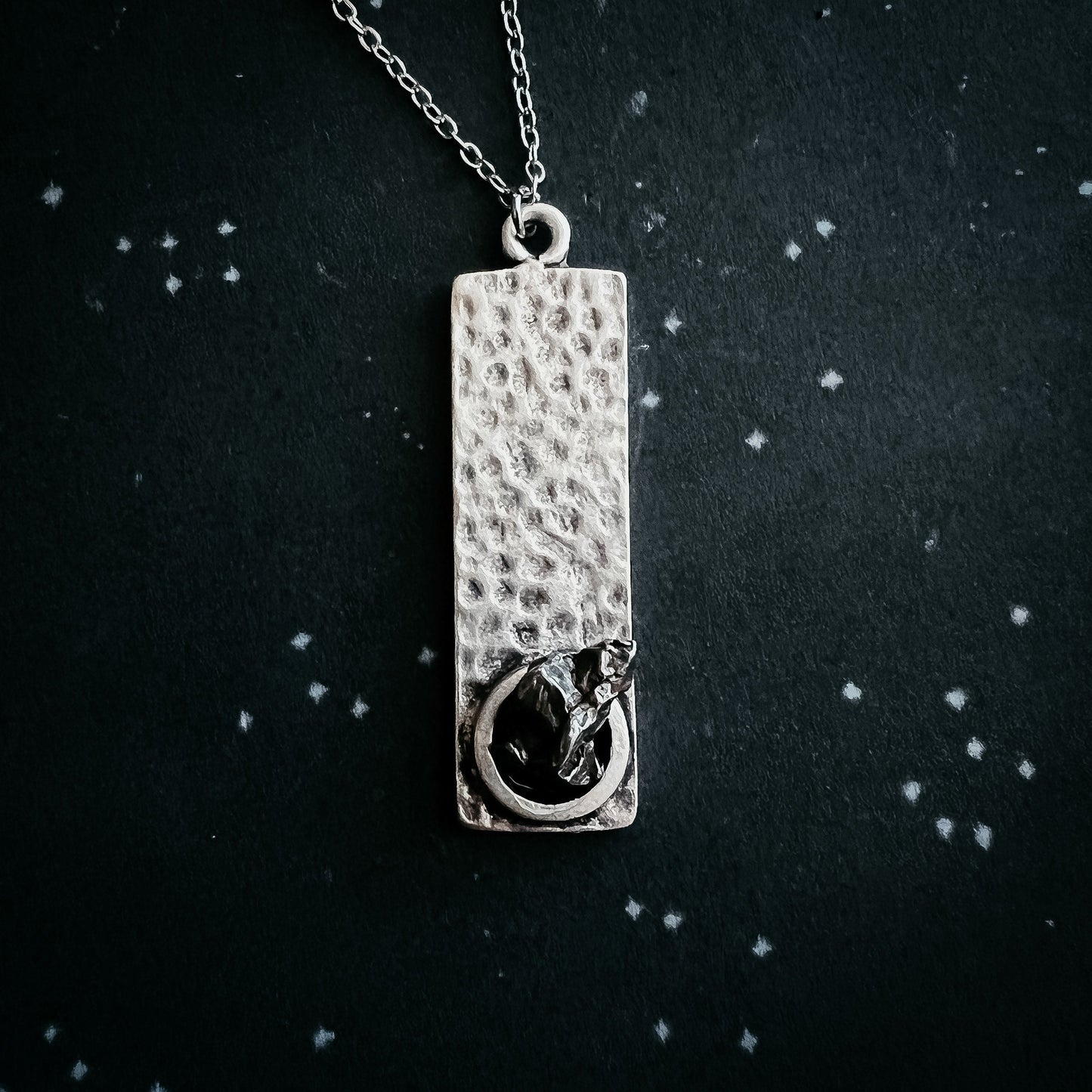 Eclipse Frame Pendant Necklace with Genuine Meteorite
