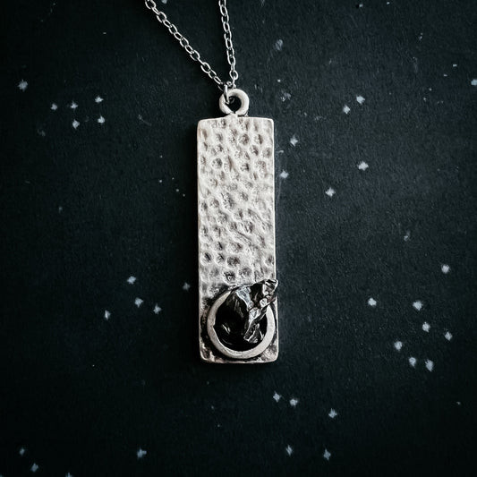 Eclipse Frame Pendant Necklace with Genuine Meteorite