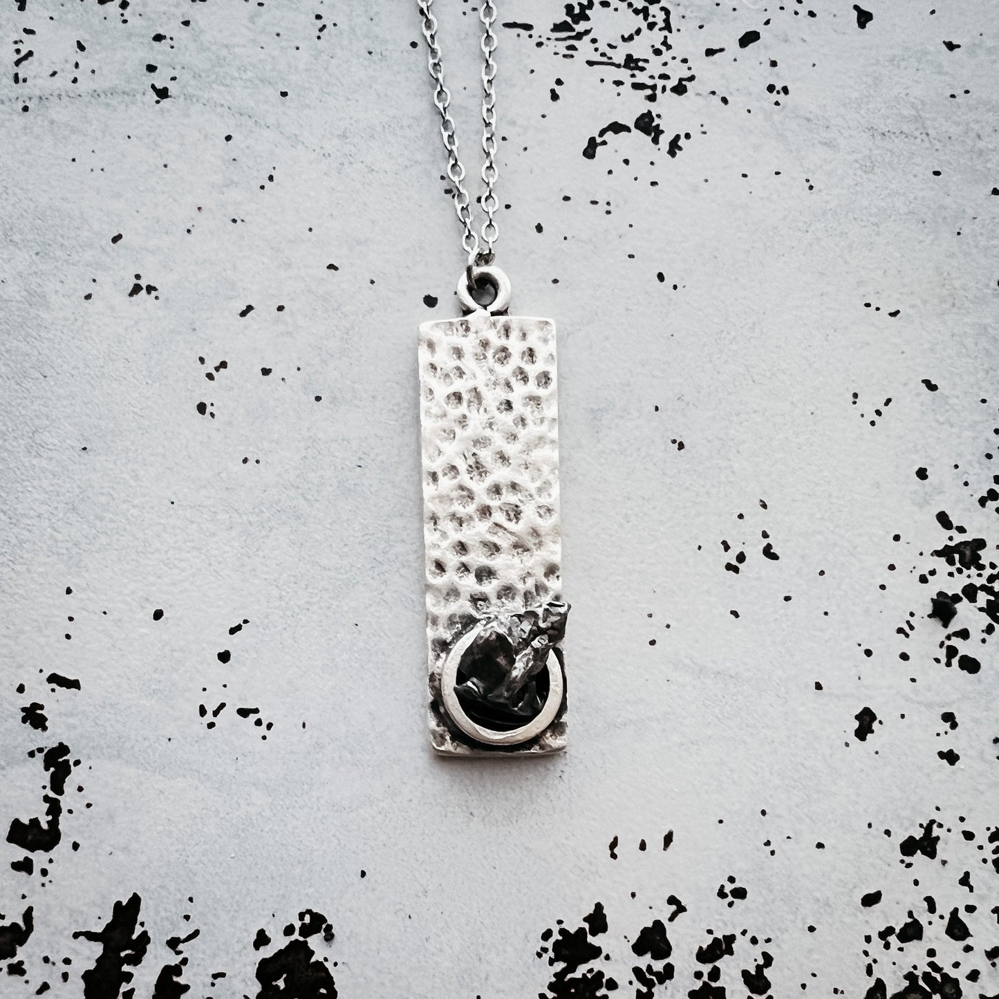 Eclipse Frame Pendant Necklace with Genuine Meteorite