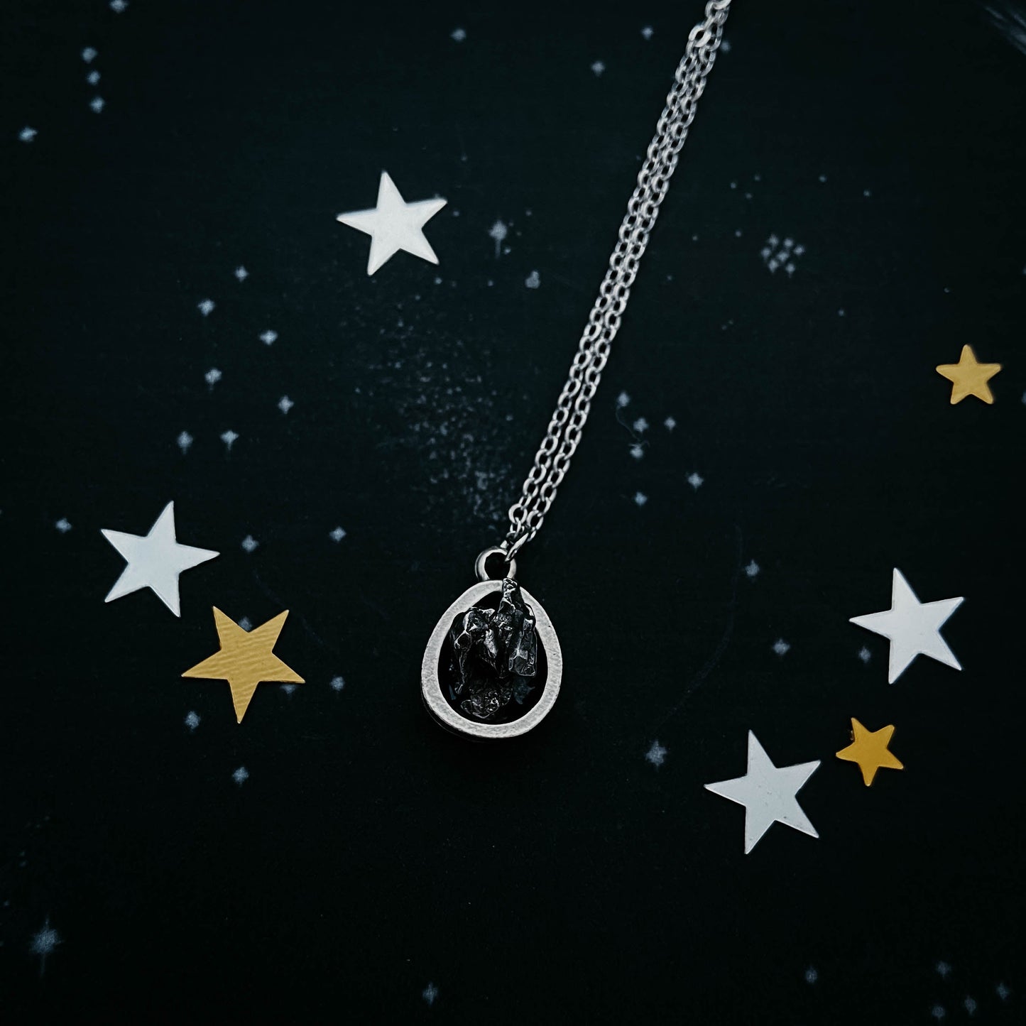 Pine-cone Shaped Meteorite Pendant Necklace