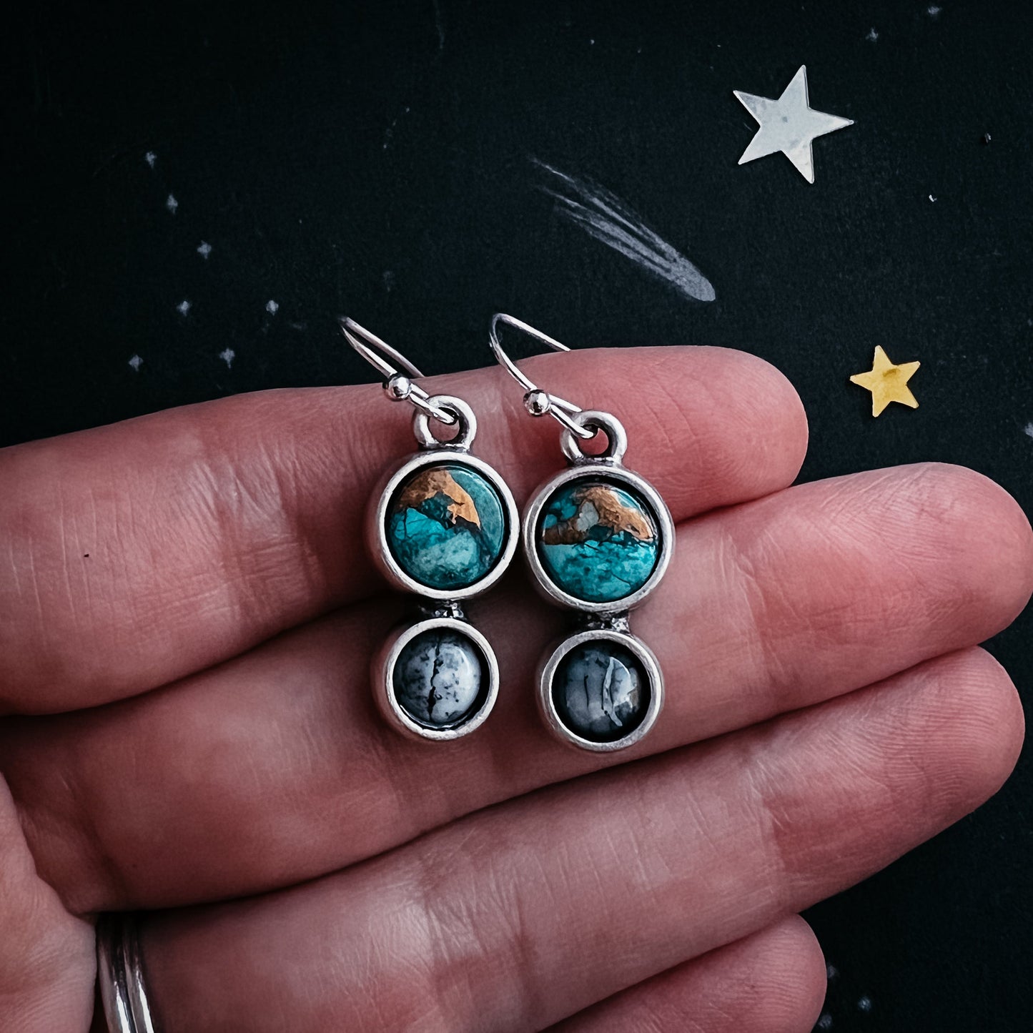 Terra Luna Chrysocolla & Dendrite Earrings