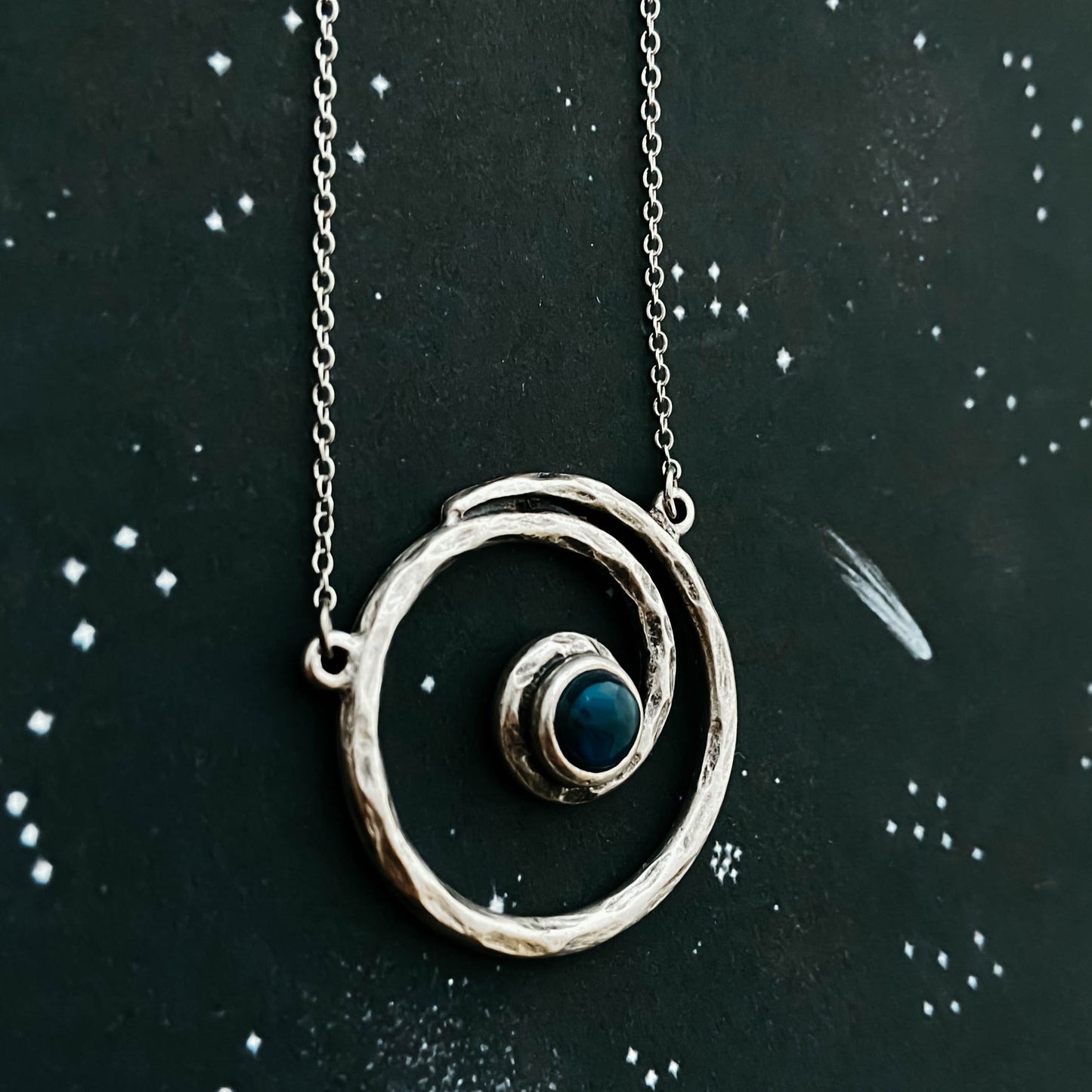 Milky Way Necklace | Spiral Silver Pendant with Labradorite