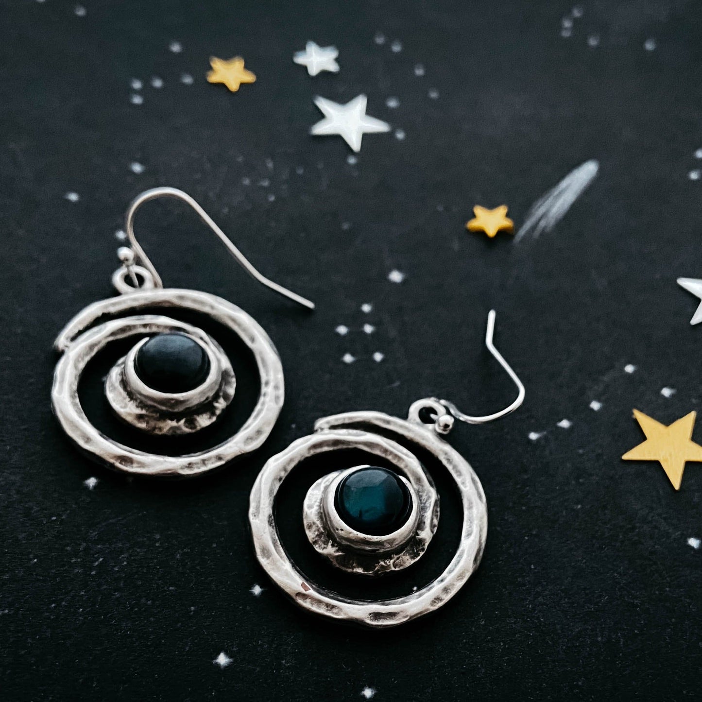Galactic Serenity Spiral Silver Earrings with Labradorite