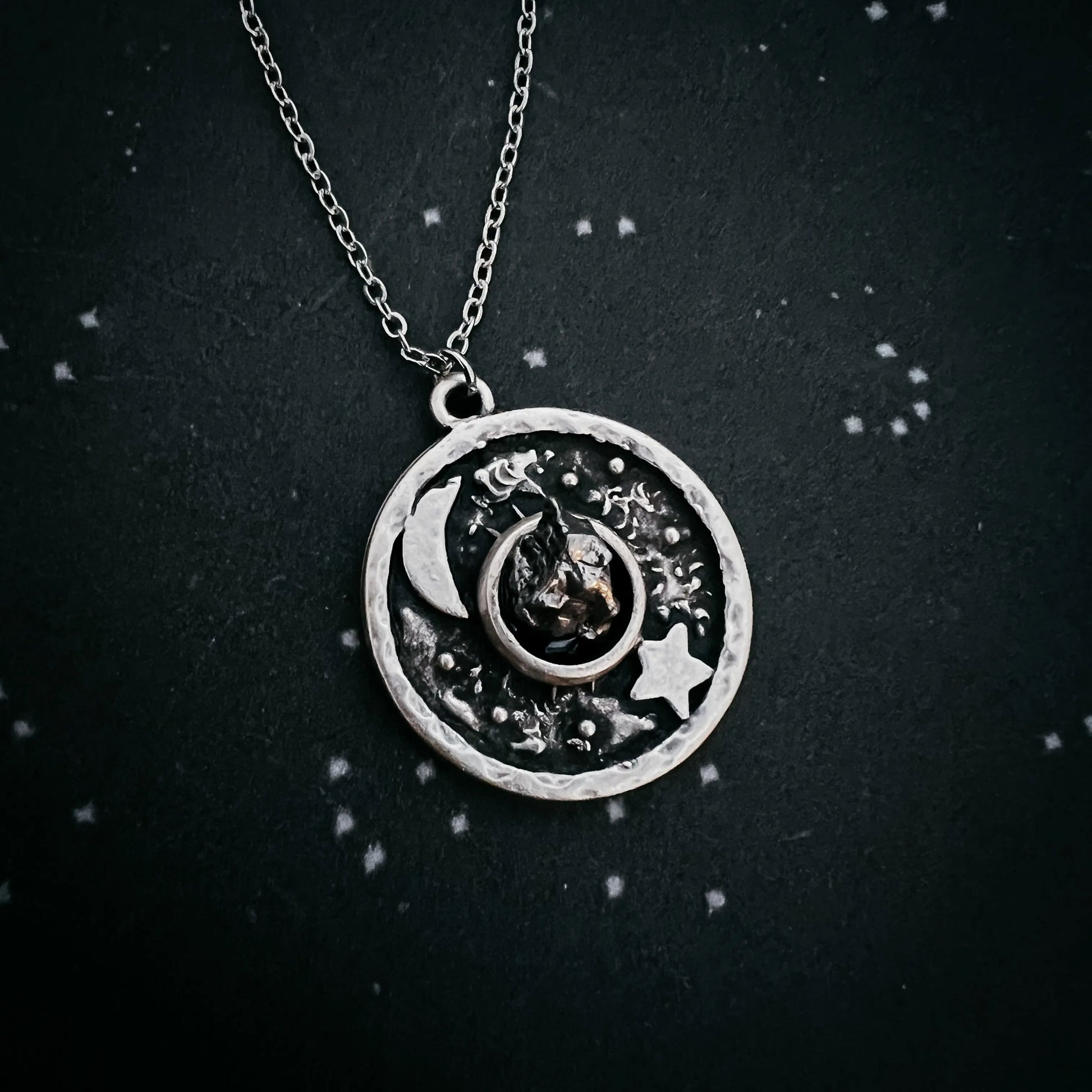 Lunar Star Pendant Necklace with Genuine Meteorite 