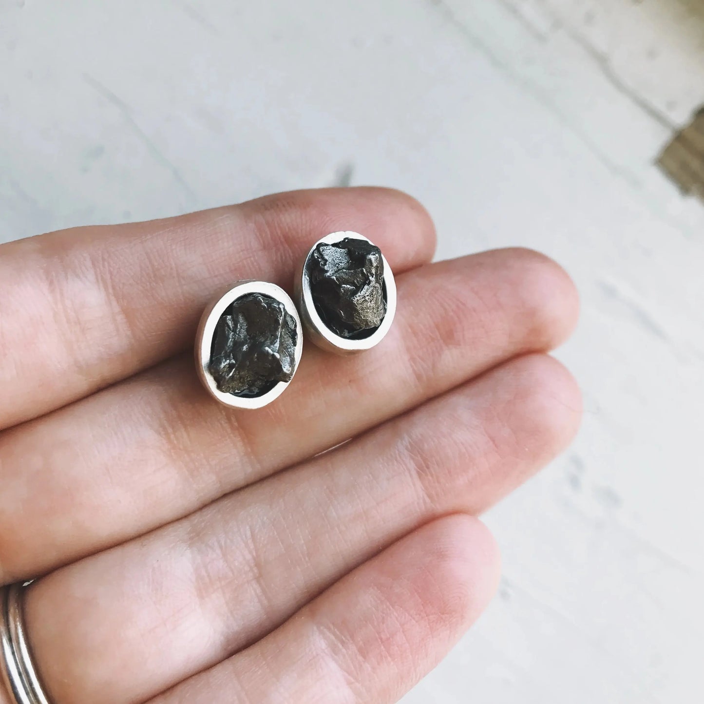 Meteorite Essence Stud Earrings 