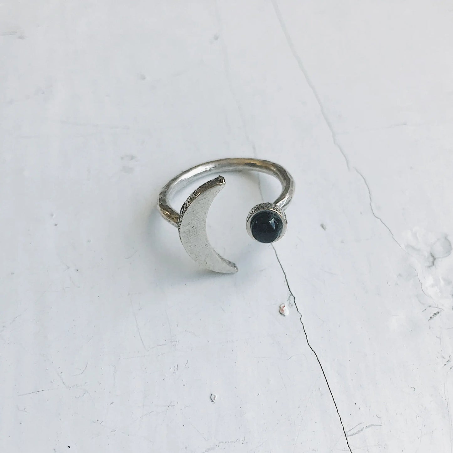 Moon Arc Ring with Black Onyx 