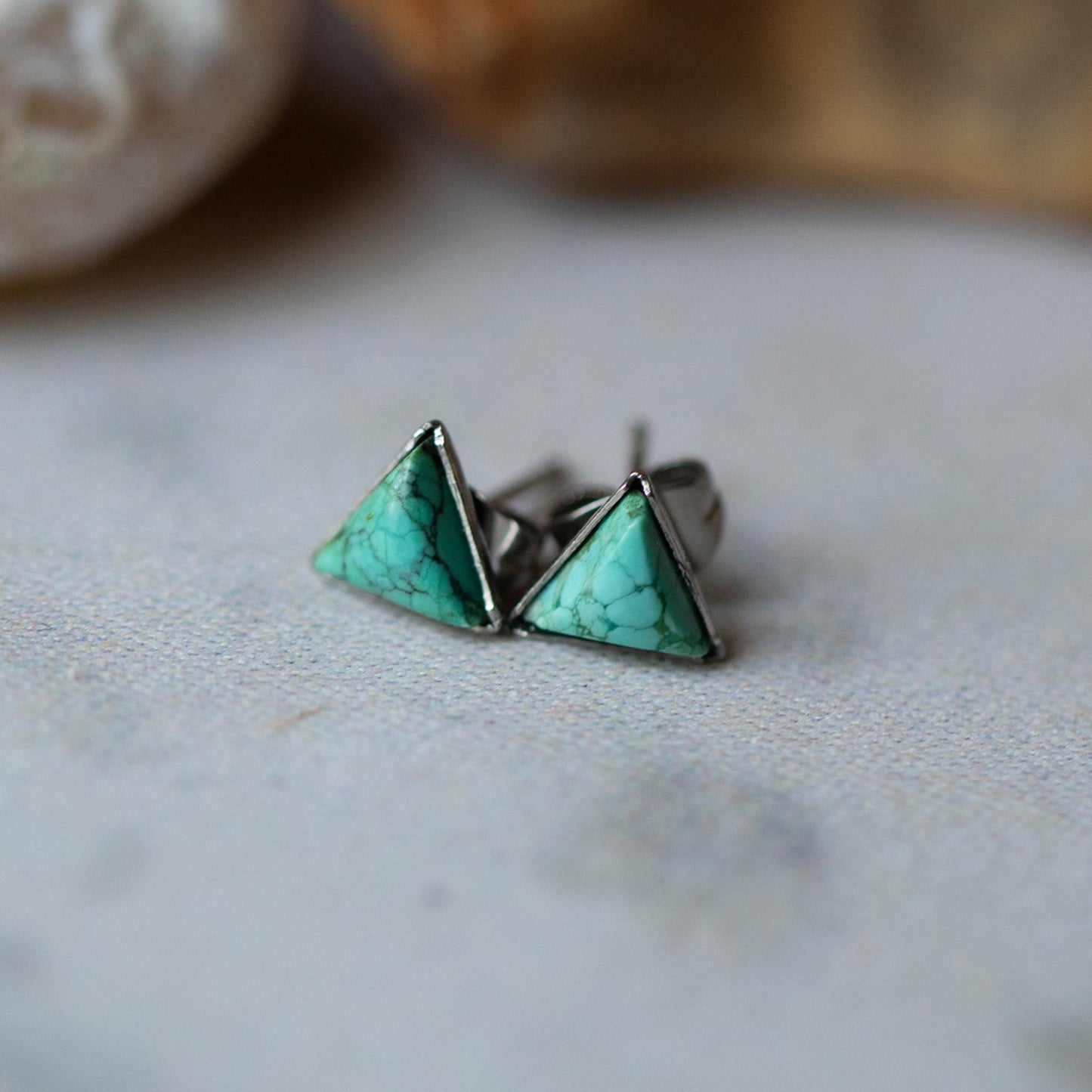 Terra Peak Tiny Turquoise Triangle Stud Earrings