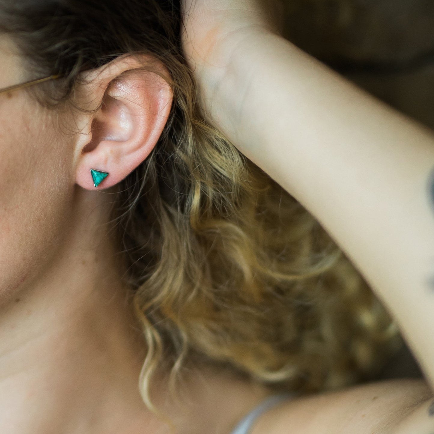 Terra Peak Tiny Turquoise Triangle Stud Earrings