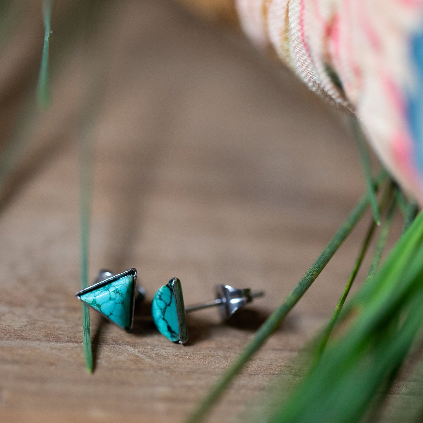 Terra Peak Tiny Turquoise Triangle Stud Earrings
