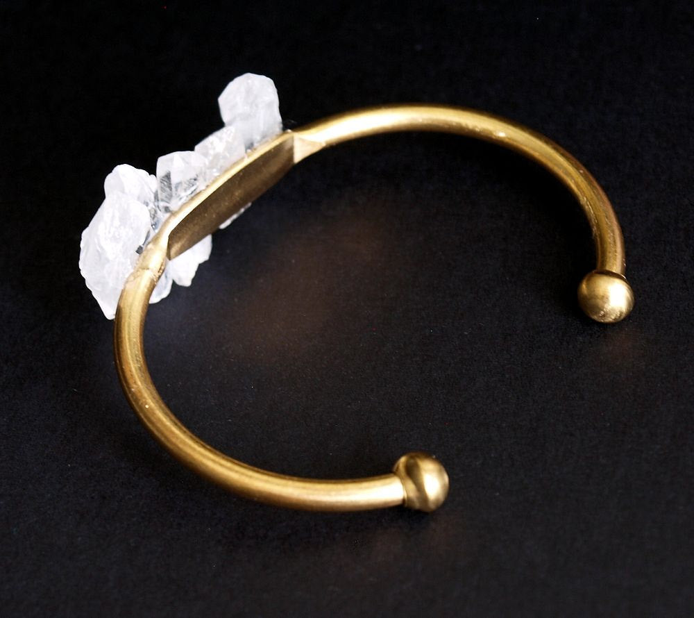 Quartz and Gold Bangle Bracelet