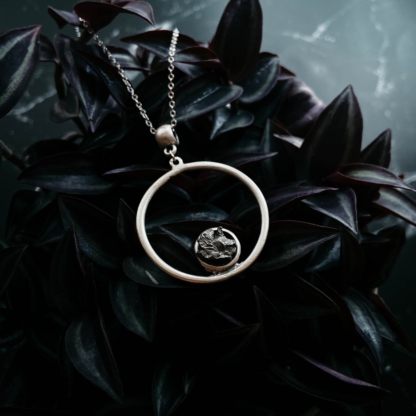 Meteorite Jewelry Set | Circle Necklace and Earrings