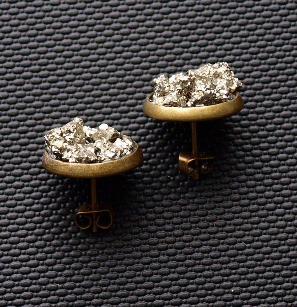 Pyrite Cluster Stud Earrings
