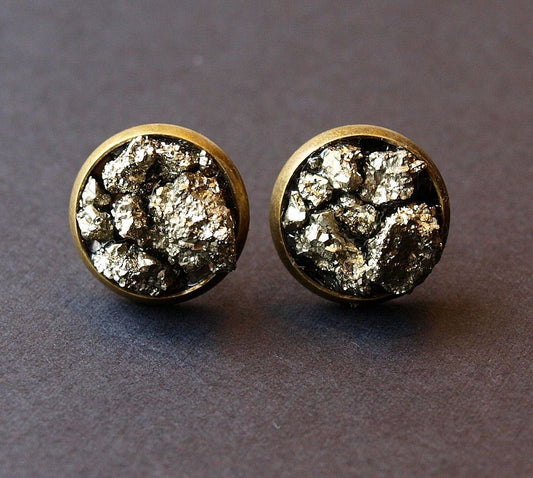 Pyrite Cluster Stud Earrings